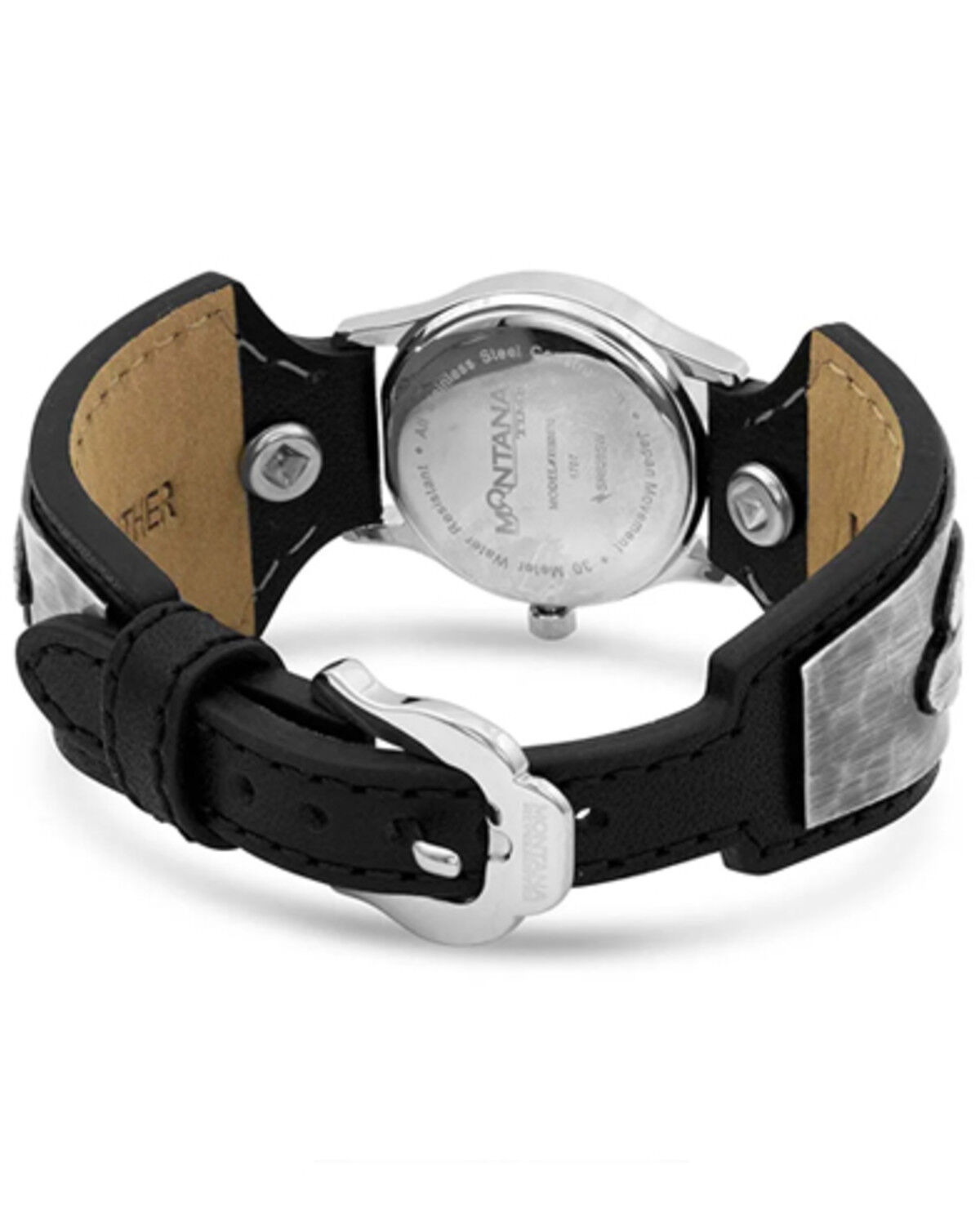Image #2 - Montana Silversmiths Women's Montana River Rock Feather Whispers Watch, Silver, hi-res