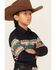 Image #2 - Roper Boys' Southwestern Border Print Long Sleeve Pearl Snap Western Shirt, Blue, hi-res