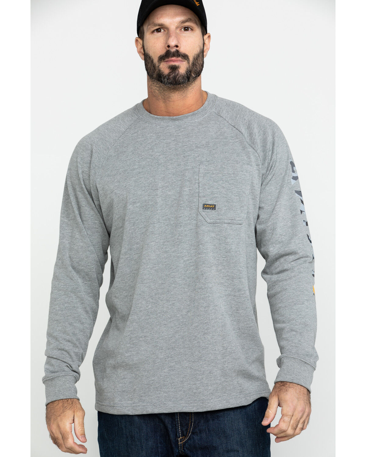 Image #1 - Ariat Men's Gray Rebar Cotton Strong Graphic Long Sleeve Work Shirt - Big & Tall, Heather Grey, hi-res
