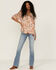 Image #2 - Miss Me Women's Mauve Patchwork Peasant Tassel Top, Mauve, hi-res