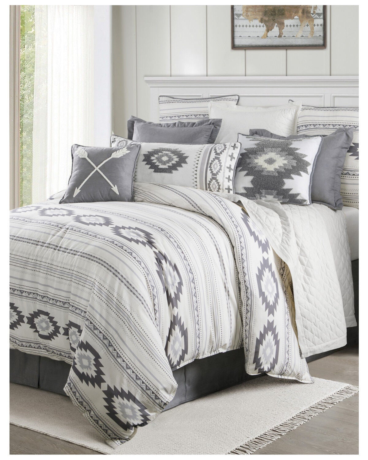HiEnd Accents Free Spirit Super King Bedding Set, Grey, hi-res