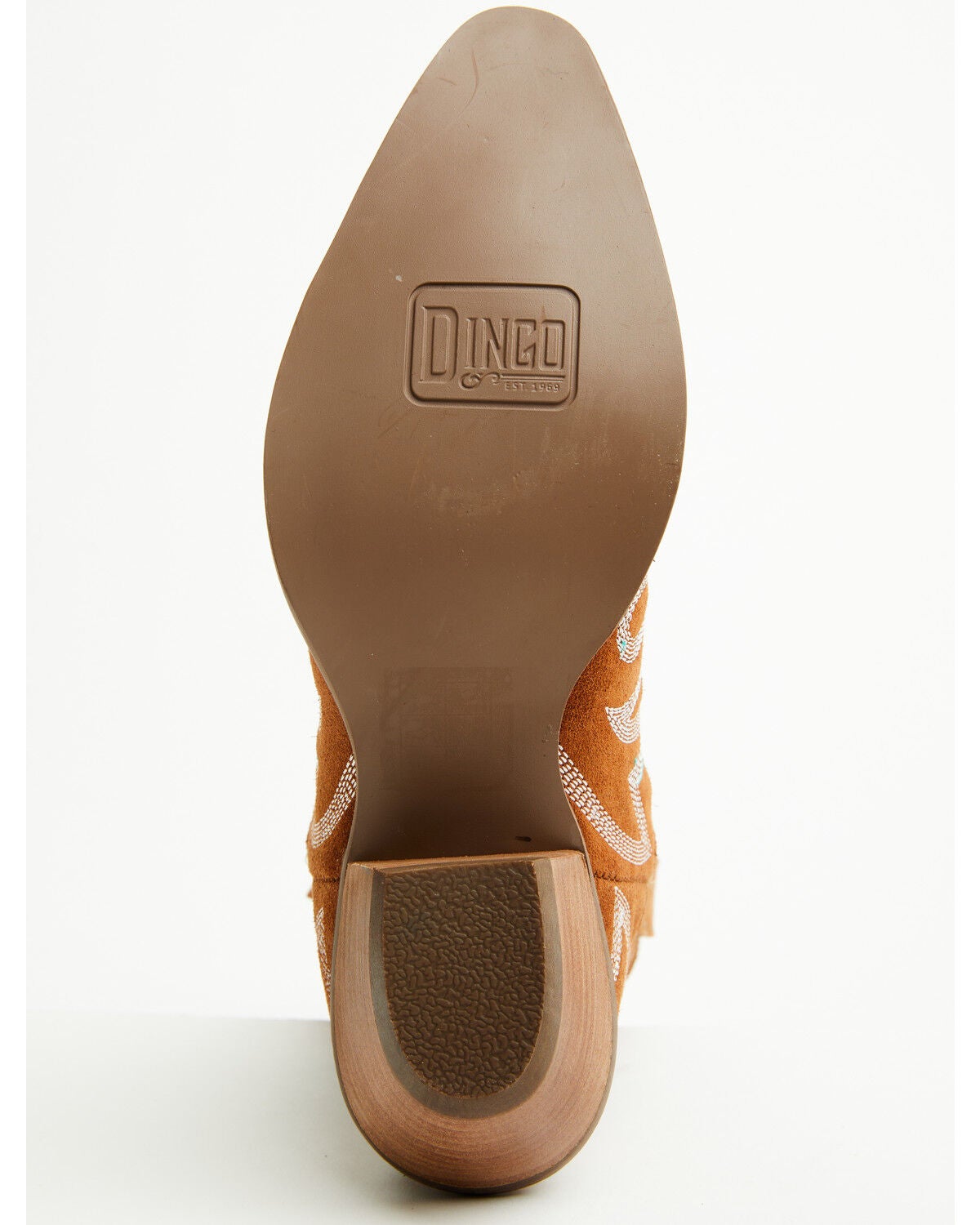 Image #7 - Dingo Women's Flying Colors Suede Western Booties - Round Toe, Camel, hi-res
