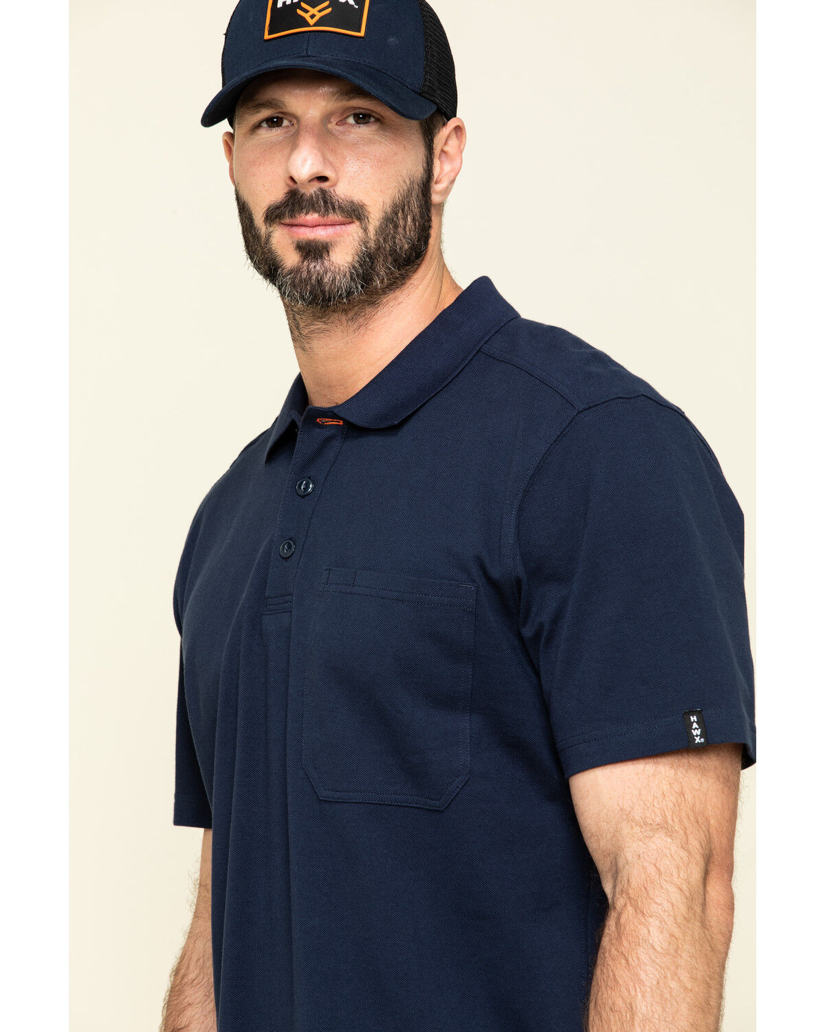 Image #3 - Hawx Men's Navy Miller Pique Short Sleeve Work Polo Shirt, Navy, hi-res