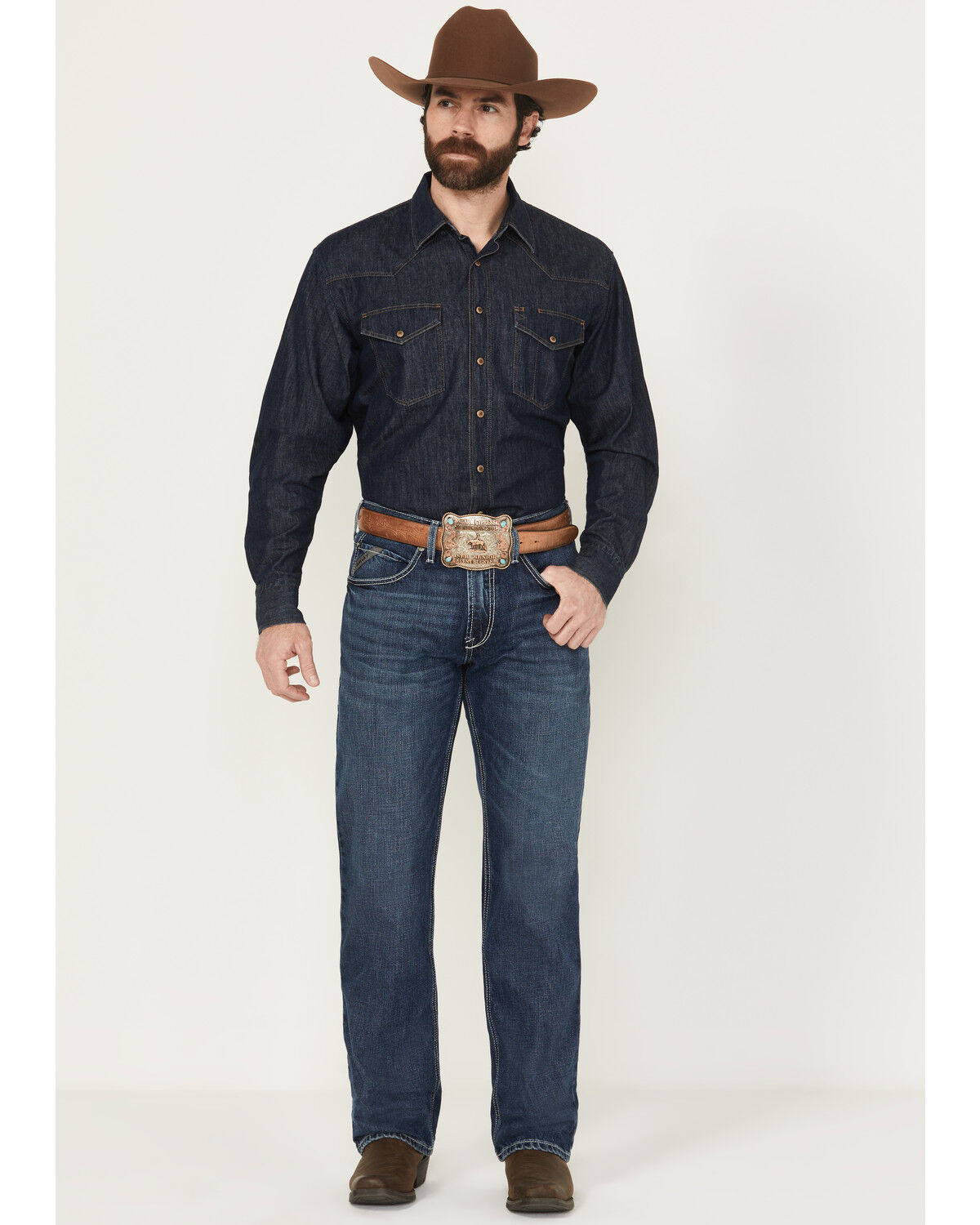 Image #1 - Ariat Men's M2 Camilo Dark Wash Relaxed Bootcut Rigid Denim Jeans, Dark Wash, hi-res