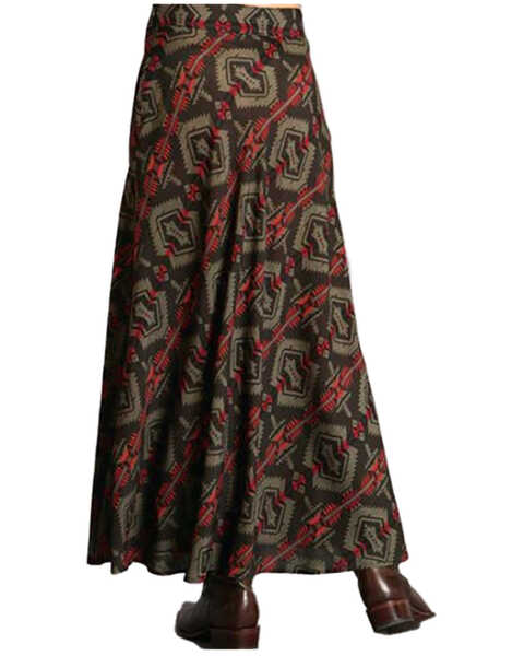 Image #3 - Stetson Women's Rayon Challis Blanket Print Long Cut Skirt , Brown, hi-res