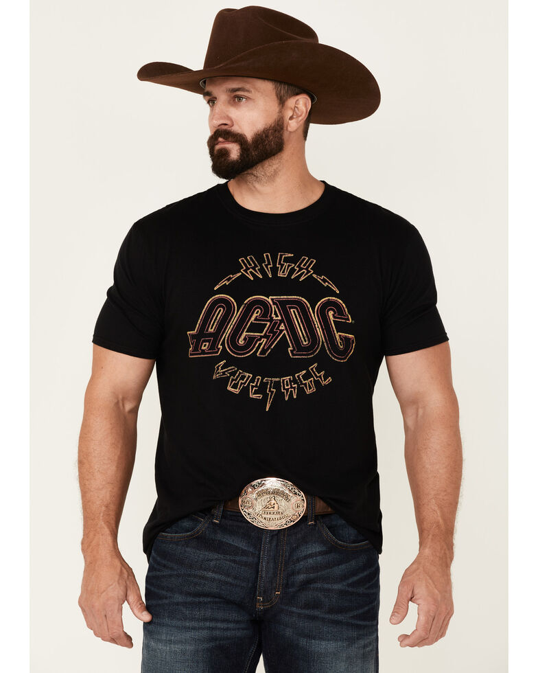 ACDC Men's Black High Voltage Graphic Short Sleeve T-Shirt , Black, hi-res