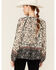 Image #3 - Lovestitch Women's Floral Twin Print Button Blouse, Cream/black, hi-res