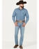 Image #1 - Justin Men's 1879 Light Wash Modern Slim Straight Stretch Denim Jeans, Light Wash, hi-res