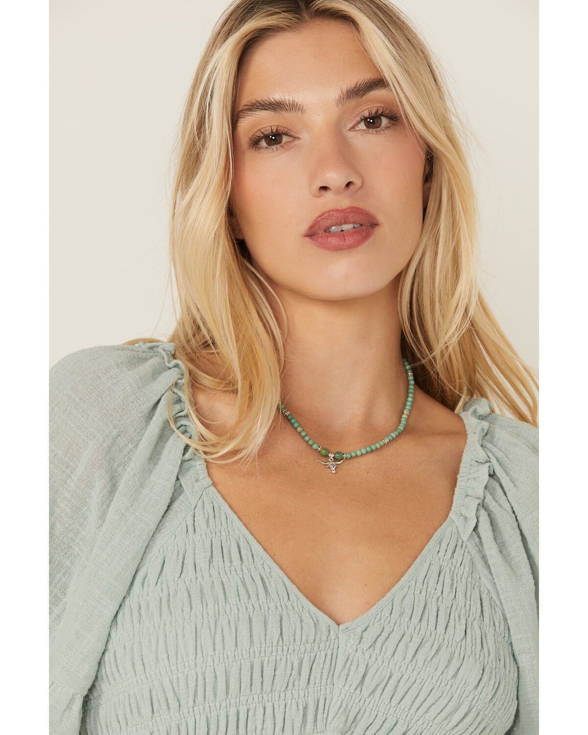 Image #1 - Paige Wallace Women's Longhorn Turquoise Necklace, Silver, hi-res