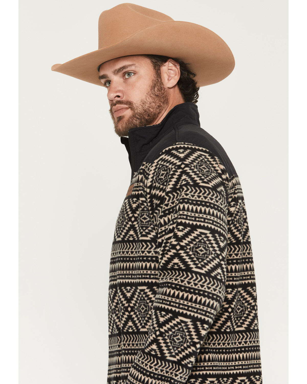 Image #2 - Ariat Men's Basis Southwest 1/4 Zip-Up Fleece Pullover, Black, hi-res