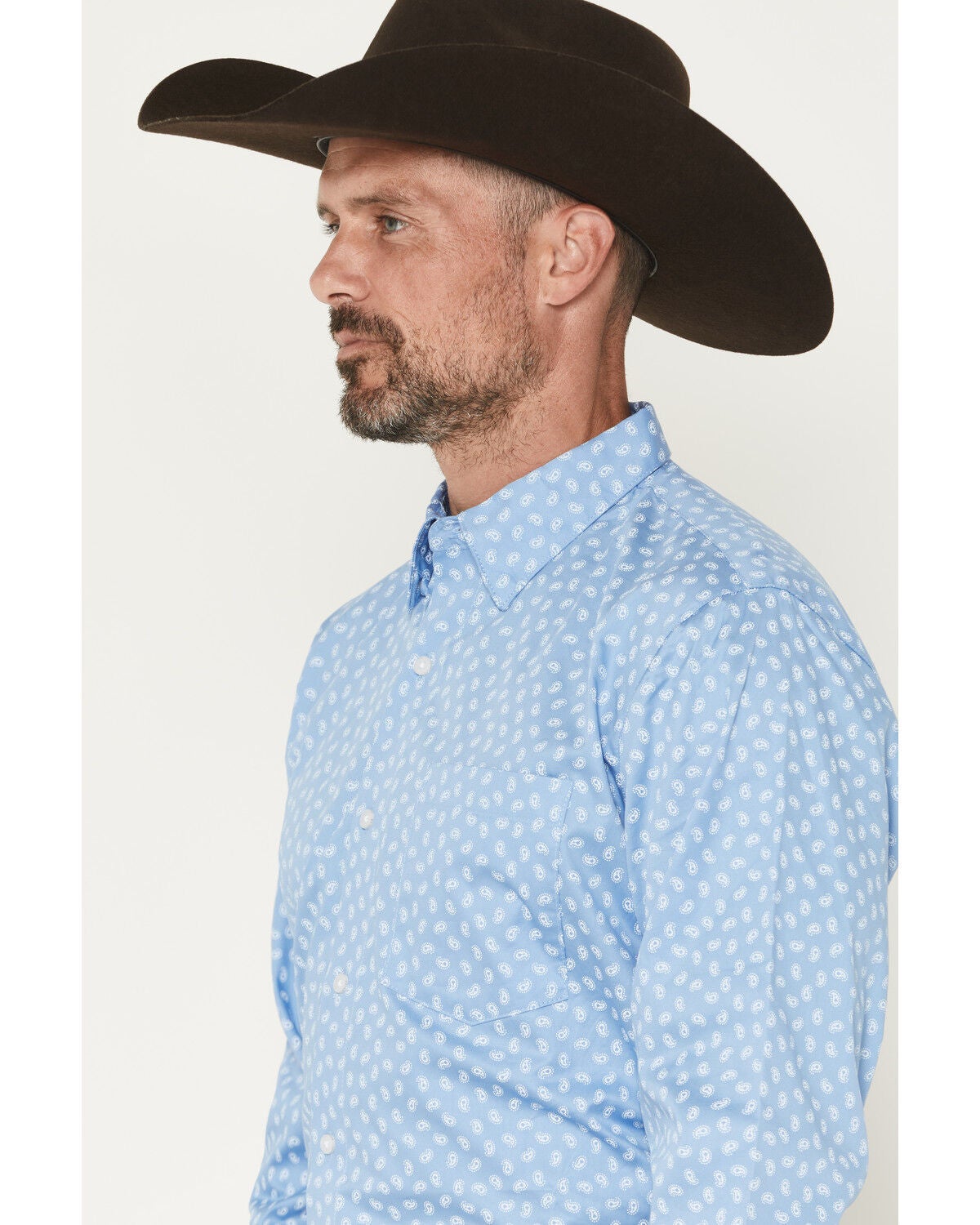 Image #2 - Wrangler X Cody Johnson Men's Geo Print Long Sleeve Button-Down Western Shirt, Blue, hi-res