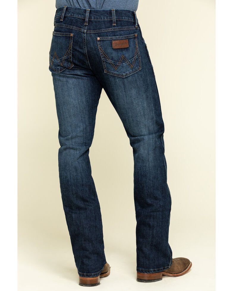 Wrangler Retro Men's Bronc Dark Stretch Slim Bootcut Jeans , Blue, hi-res