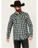 Image #1 - Moonshine Spirit Men's Autograph Plaid Print Long Sleeve Snap Western Shirt, Navy, hi-res