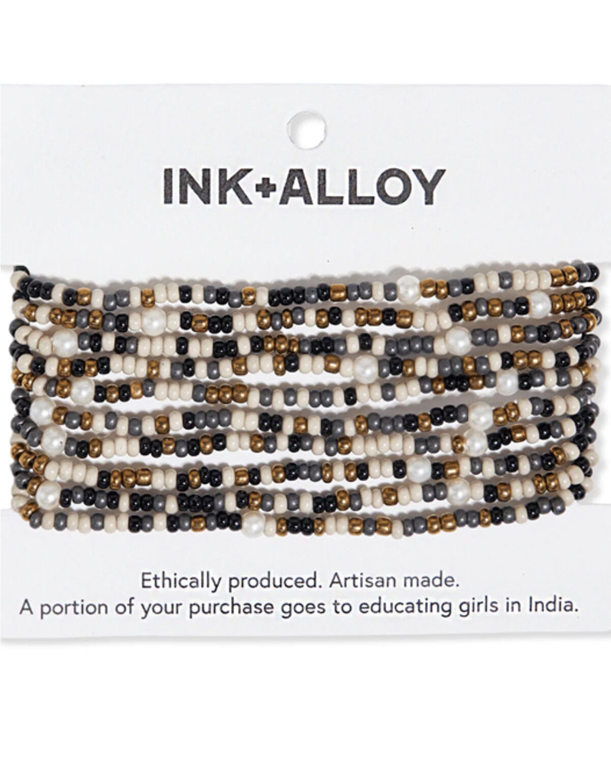 Image #1 - Ink + Alloy Women's Multicolored Beaded & Pearl 10-strand Stretch Bracelet, Black, hi-res