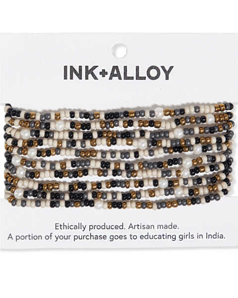 Image #1 - Ink + Alloy Women's Multicolored Beaded & Pearl 10-strand Stretch Bracelet, Black, hi-res