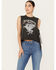 Image #1 - Goodie Two Sleeves Women's Steve Miller Band Fringe Sleeveless Graphic Tee, Black, hi-res