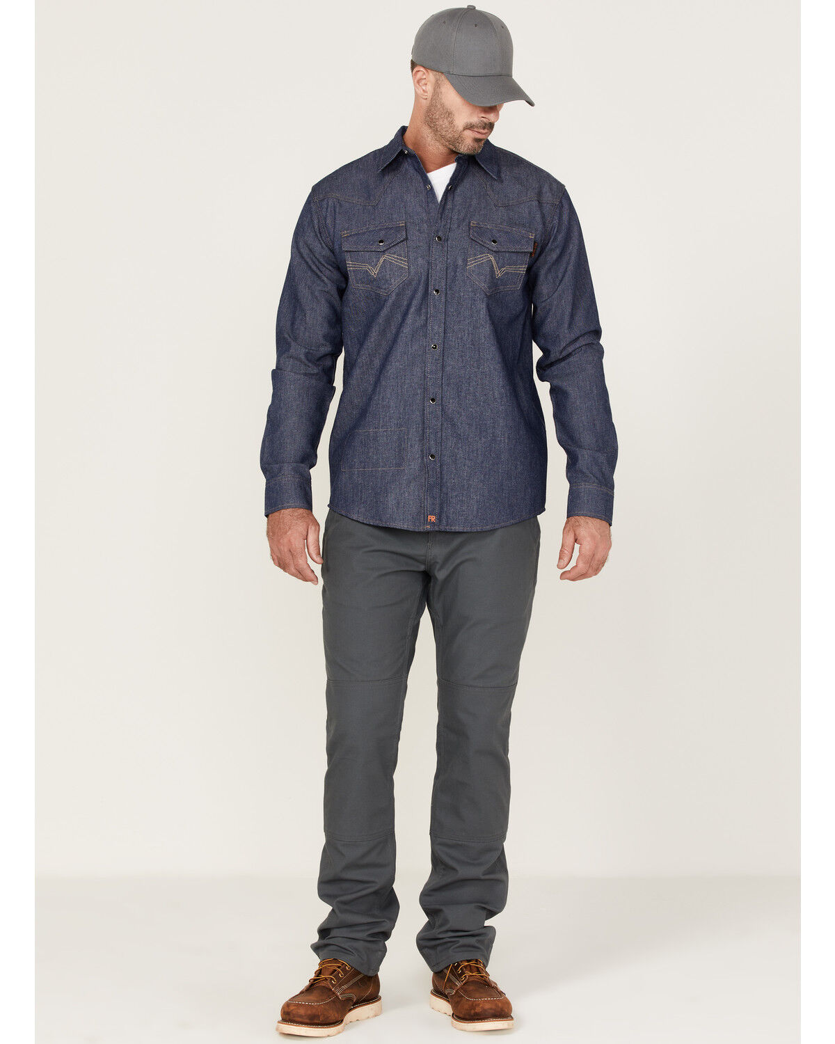 Image #2 - Cody James Men's FR Denim Mount Vernon Long Sleeve Snap Work Shirt, Indigo, hi-res