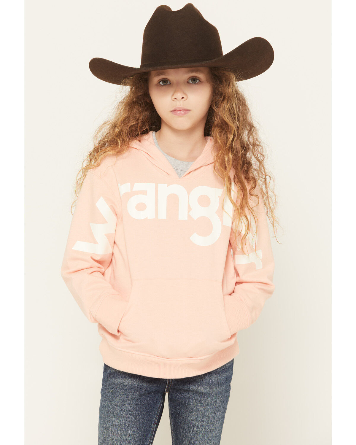 Image #1 - Wrangler Girls' Classic Logo Hoodie, Pink, hi-res