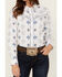 Image #3 - Ely Walker Women's Southwestern Print Long Sleeve Pearl Snap Western Shirt, White, hi-res