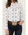 Image #3 - Ely Walker Women's Southwestern Print Long Sleeve Pearl Snap Western Shirt , White, hi-res