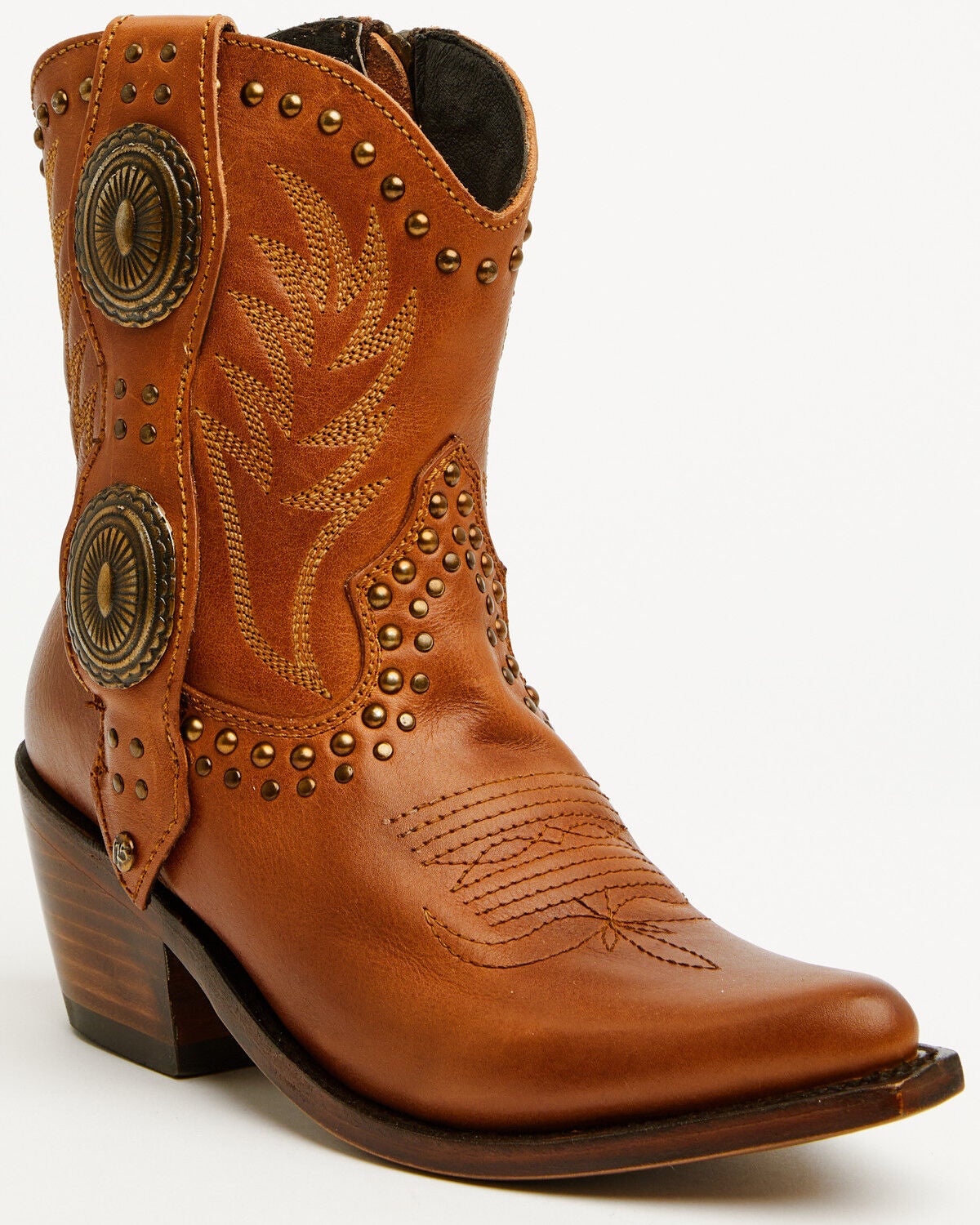 Image #1 - Liberty Black Women's Shirley Concho Western Booties - Snip Toe, Tan, hi-res