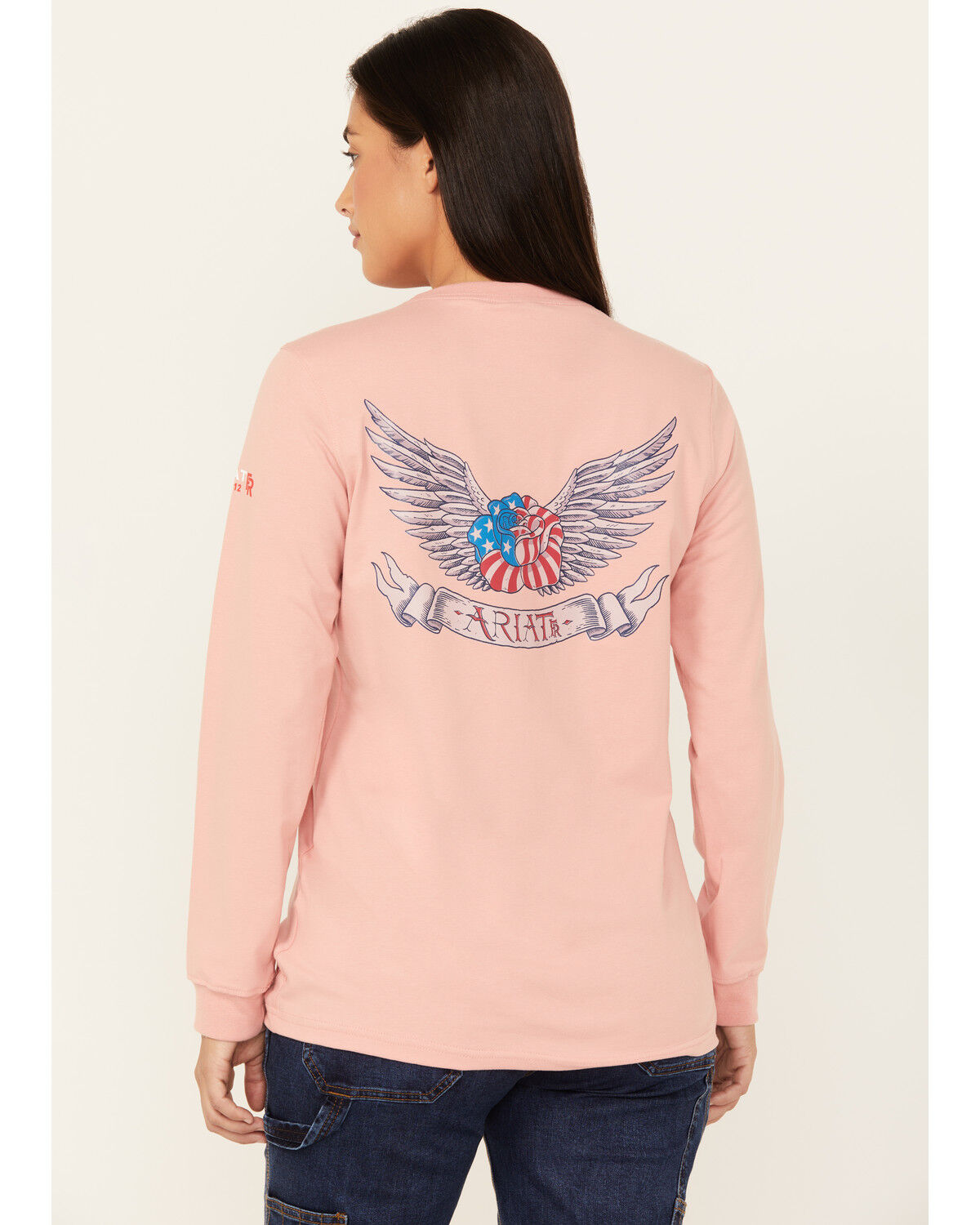 Image #1 - Ariat Women's FR American Rose Long Sleeve Work T-Shirt, Dark Pink, hi-res