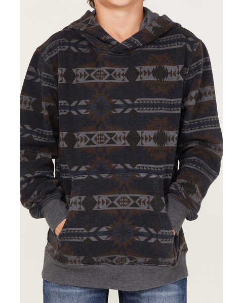 Image #3 - Ariat Boys' Southwestern Print Hooded Sweatshirt, Blue, hi-res