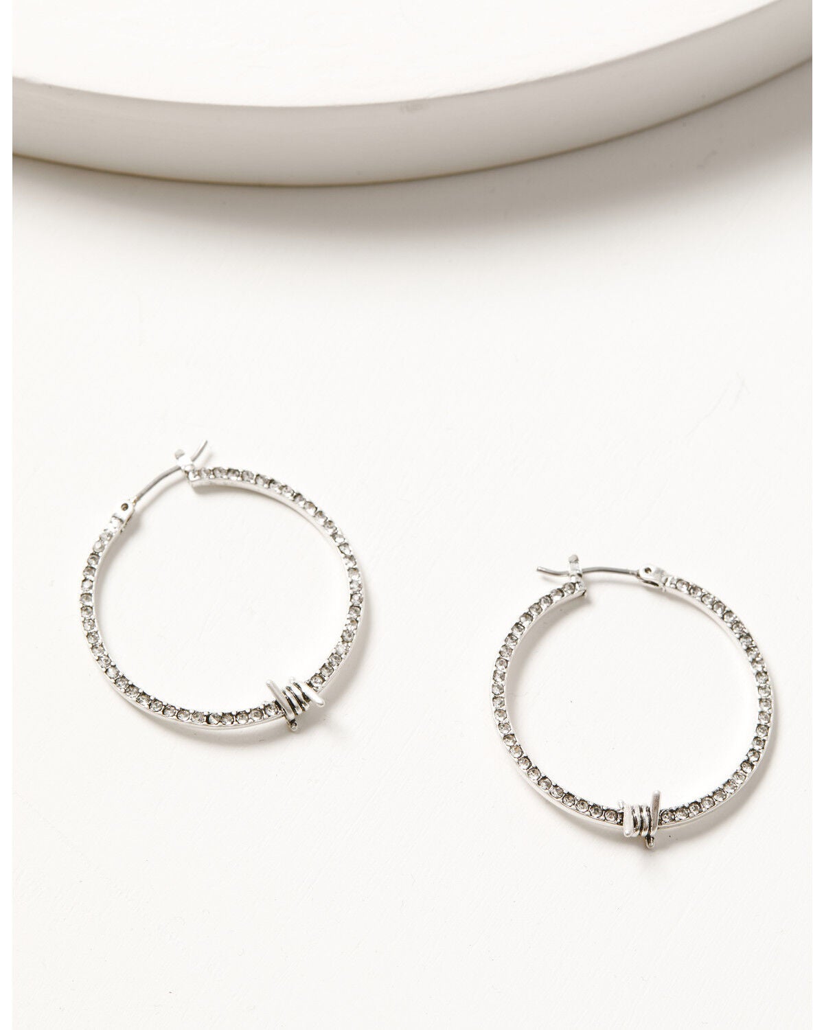 Lainey Wilson Women's Barbed Wire Embellished Hoop Earrings, Silver, hi-res