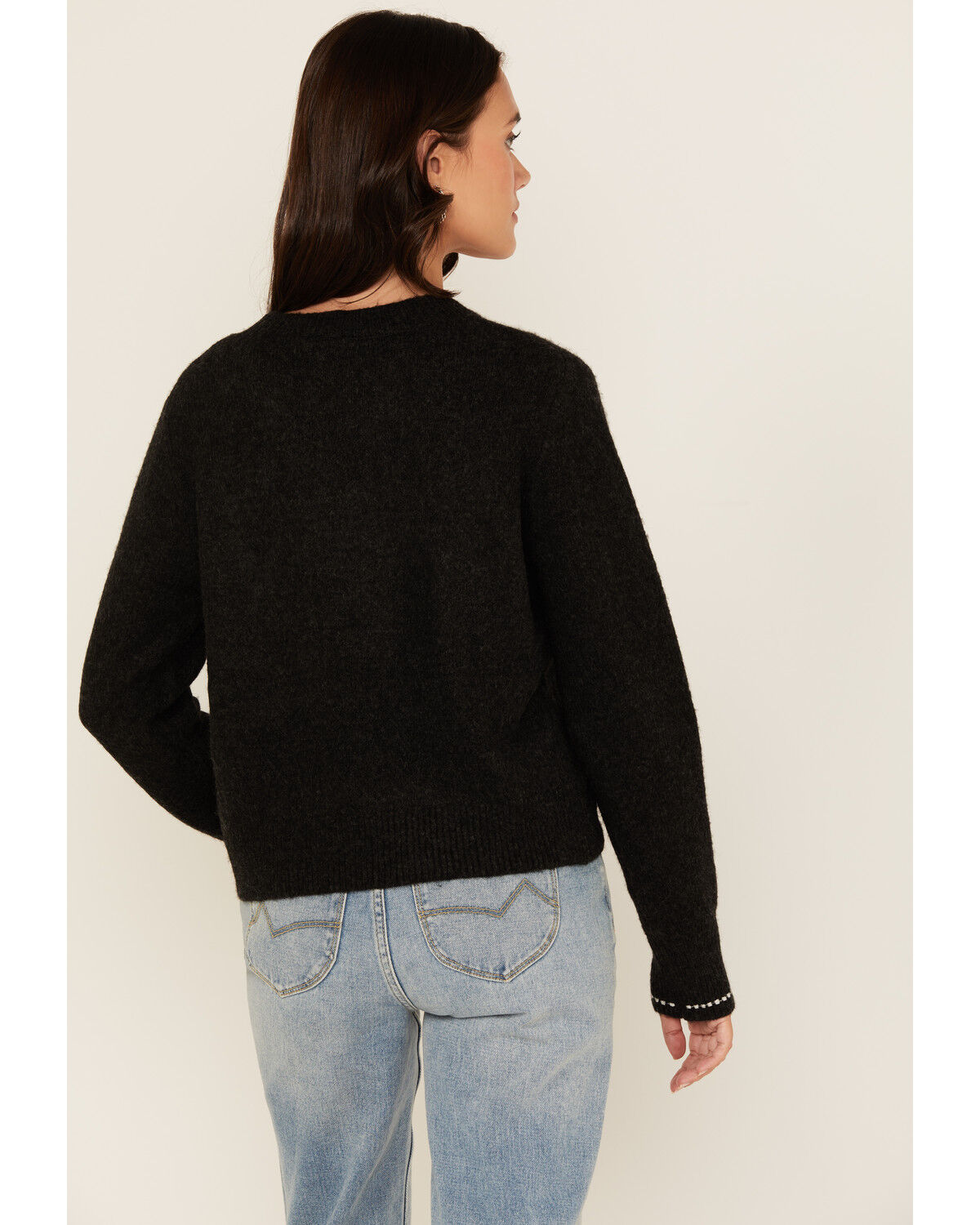 Image #4 - White Crow Women's Howdy Stitched Long Sleeve Sweater, Black, hi-res