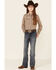 Roper Girls' Floral Print Long Sleeve Pearl Snap Western Shirt , Brown, hi-res