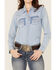 Image #2 - Kimes Ranch Women's Kaycee Denim Long Sleeve Western Pearl Snap Shirt, Dark Medium Wash, hi-res