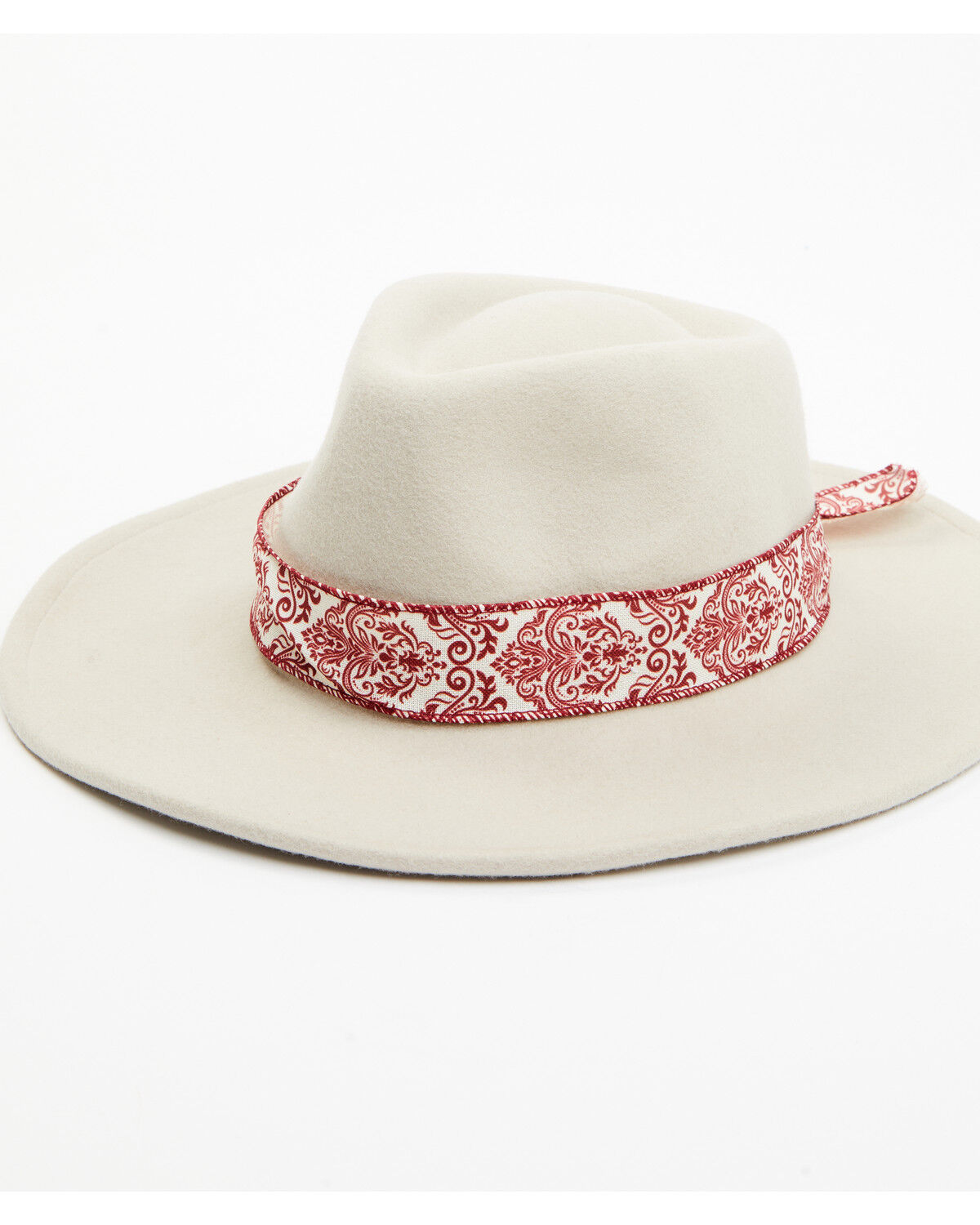 Image #1 - Nikki Beach Women's Mink Cheyenne Ribbon Fedora, Cream, hi-res