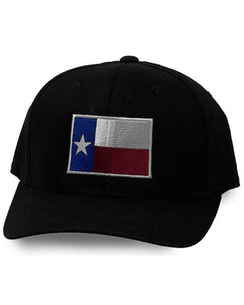 Image #1 - Oil Field Hats Men's Black Texas Flag Patch Ball Cap , Charcoal, hi-res