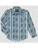 Wrangler Boys' Checotah Stripe Long Sleeve Western Snap Shirt, Teal, hi-res