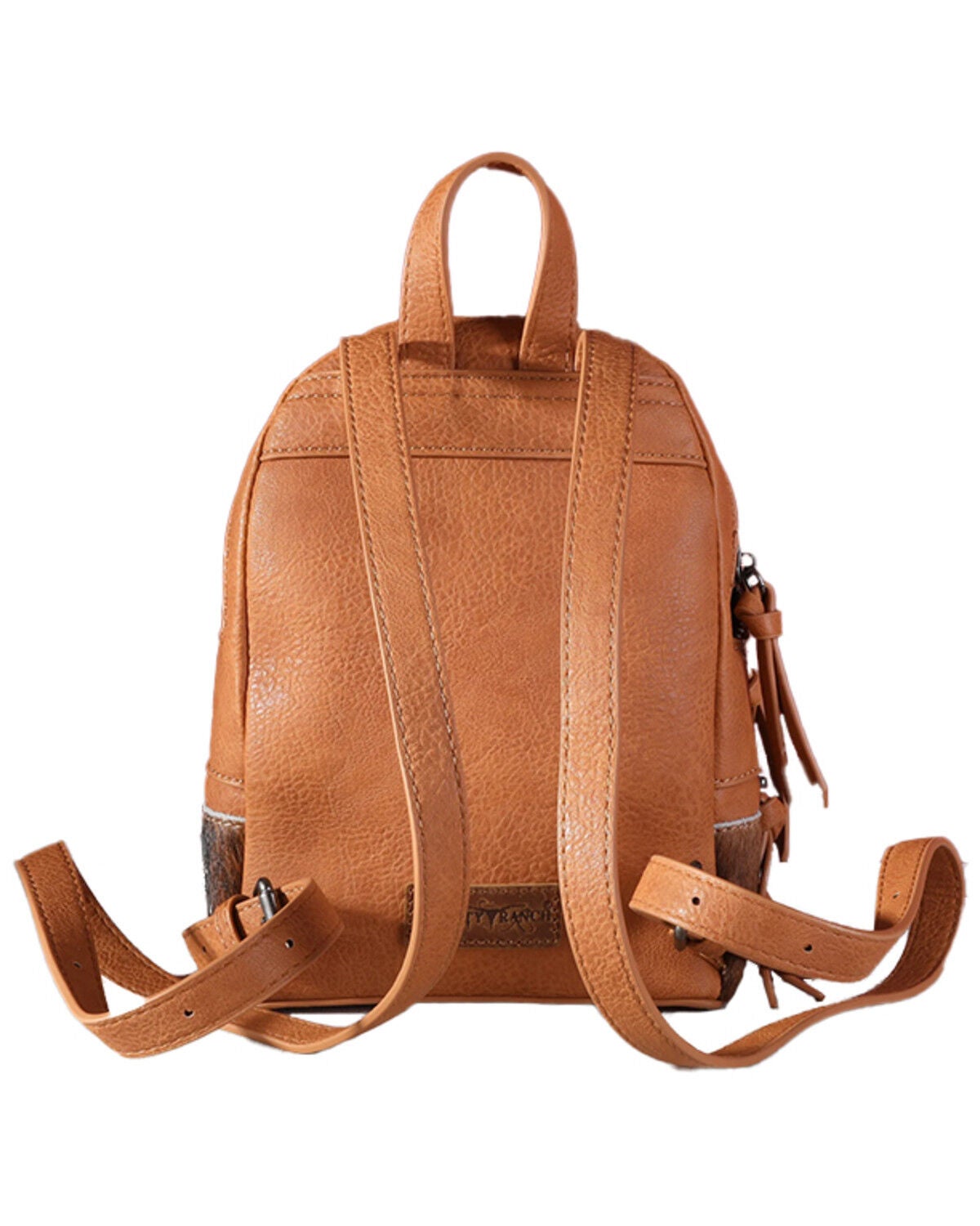 Trinity Ranch Women's Hairon Cowhide Tooled Mini Backpack, Lt Brown