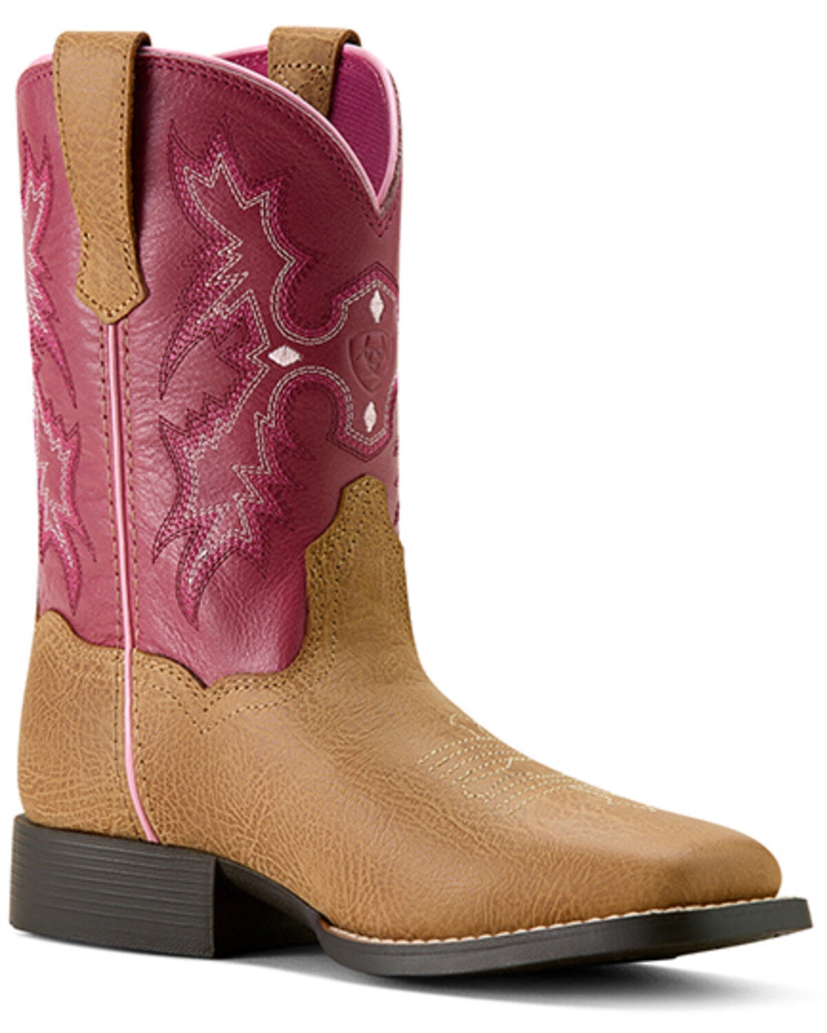 Ariat Girls' Tombstone Western Boots - Broad Square Toe, Pink, hi-res