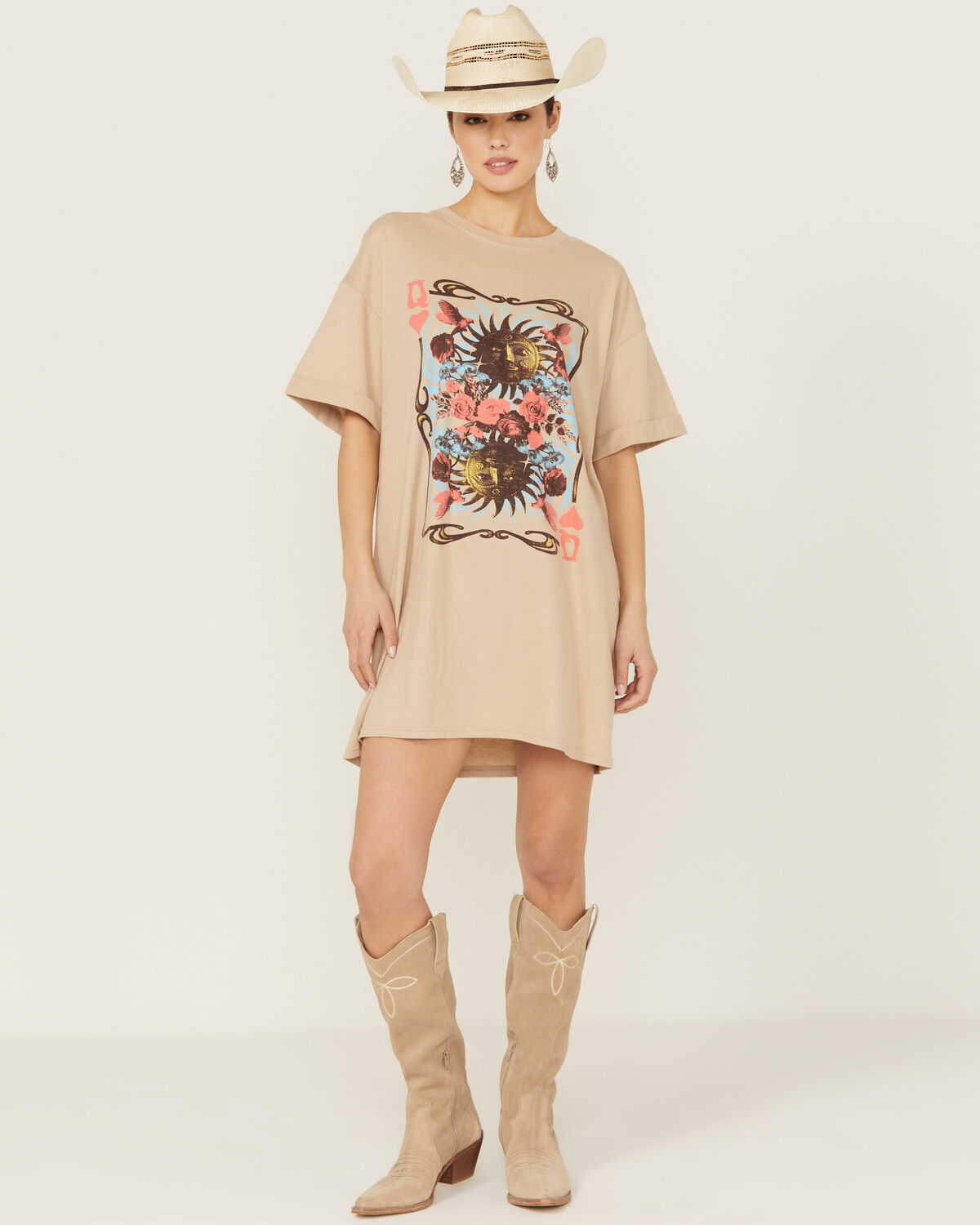 Image #1 - Girl Dangerous Women's Sun Queen T-Shirt Mini Dress, Natural, hi-res