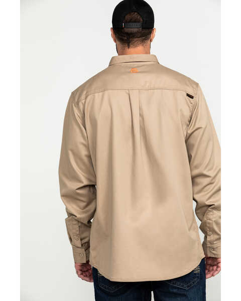 Image #2 - Hawx Men's FR Long Sleeve Woven Work Shirt , Beige/khaki, hi-res