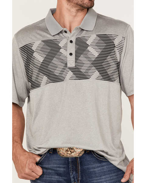 RANK 45 Men's Sunfisher Chest Stripe Short Sleeve Polo Shirt , Grey, hi-res