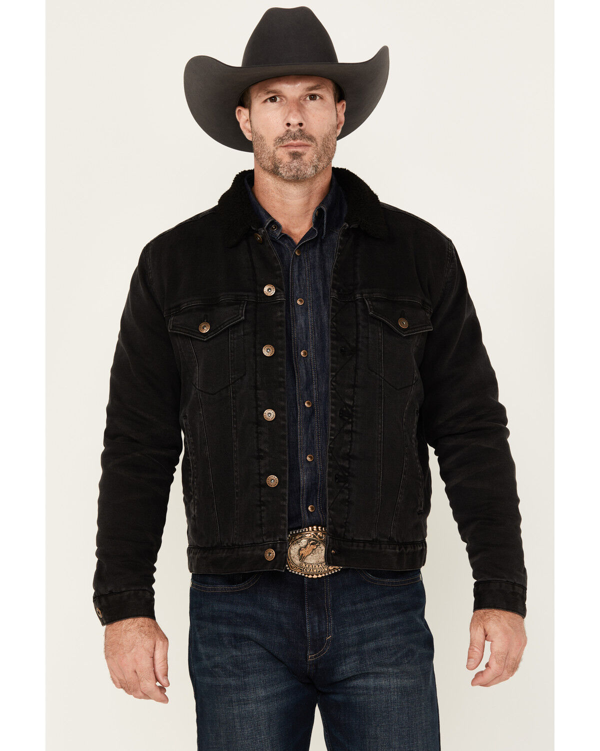 大人気新品  Cody James Men's Outlaw Sherpa Lined Denim Trucker Jacket 捕手用
