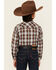 Image #4 - Roper Boys' Plaid Print Horseshoe Long Sleeve Snap Western Shirt, Brown, hi-res