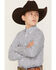 Image #2 - Ariat Boys' Geo Print Long Sleeve Button-Down Western Shirt, White, hi-res