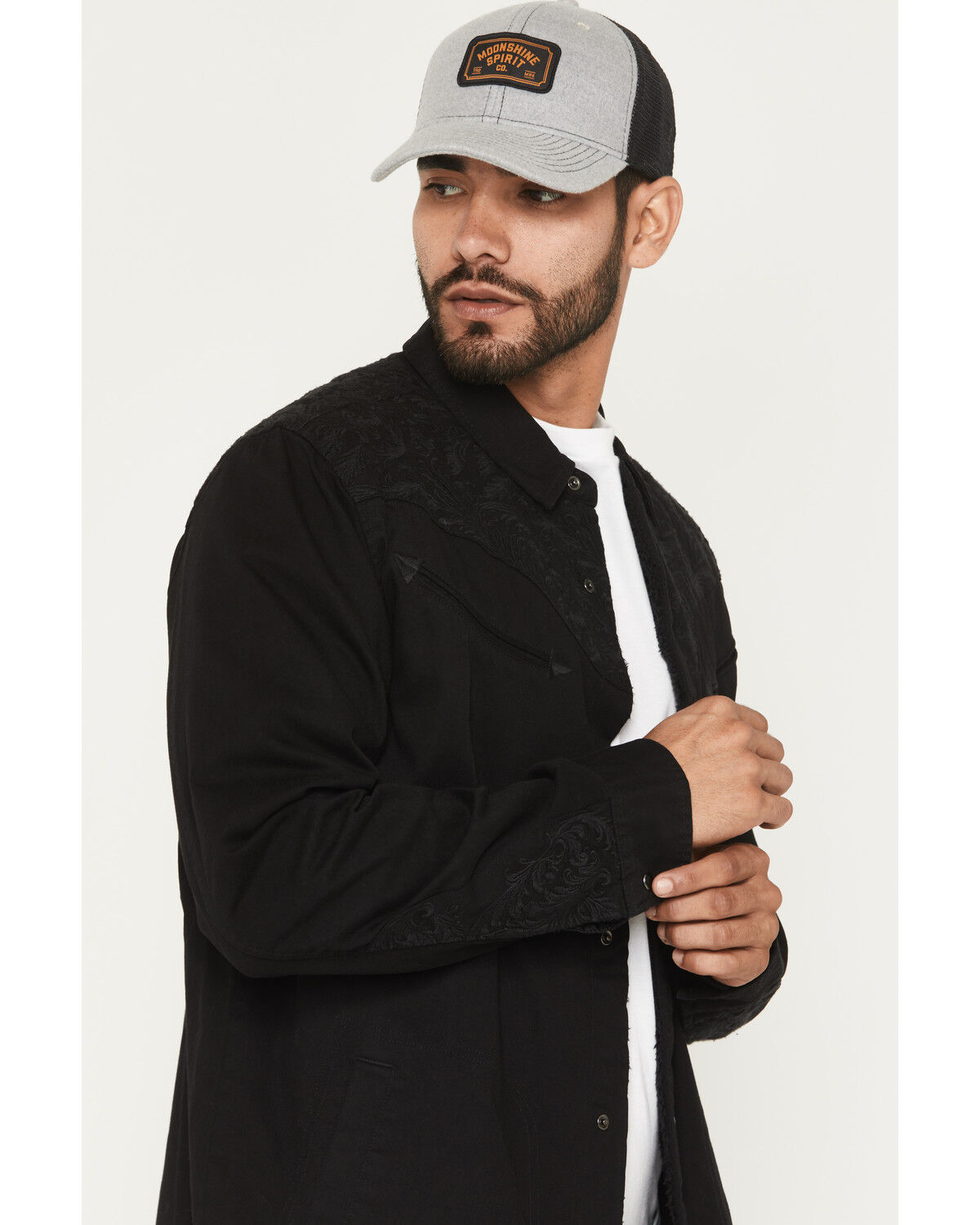 Image #2 - Moonshine Spirit Men's Searcy Sherpa Lined Embroidered Shirt Jacket, Black, hi-res
