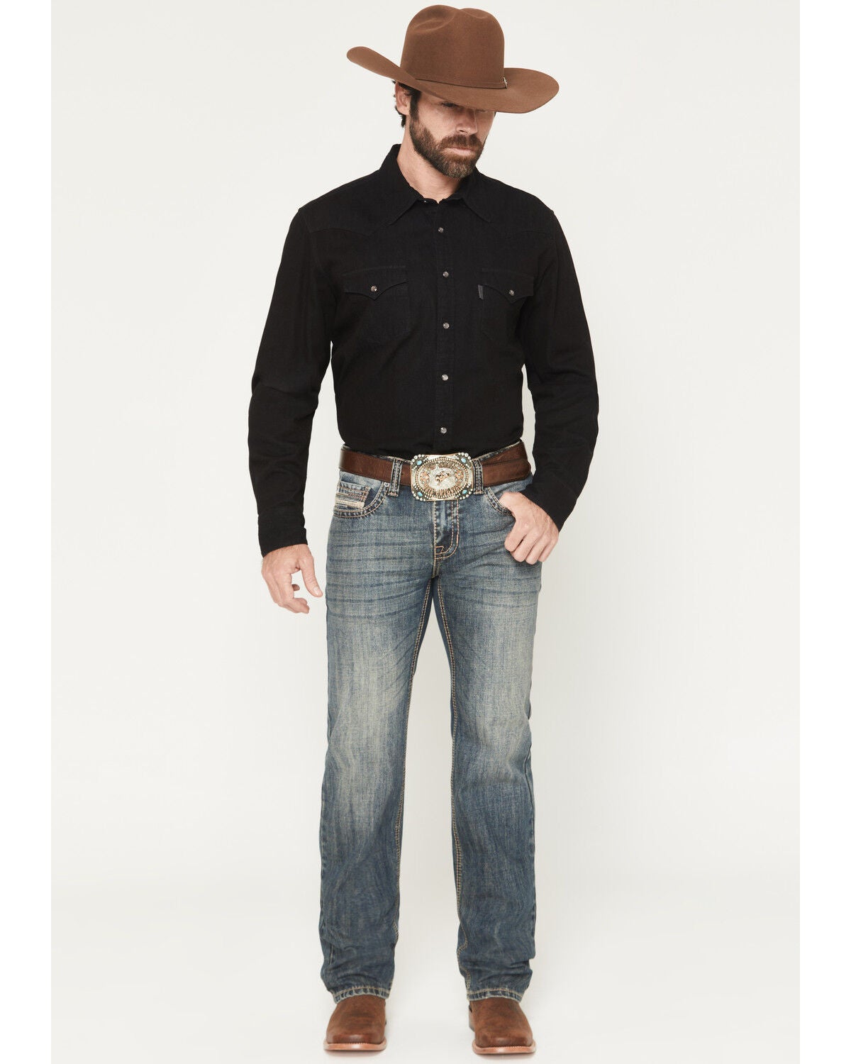 Image #1 - Rock & Roll Denim Men's Medium Wash Pistol Straight Denim Jeans, Medium Wash, hi-res