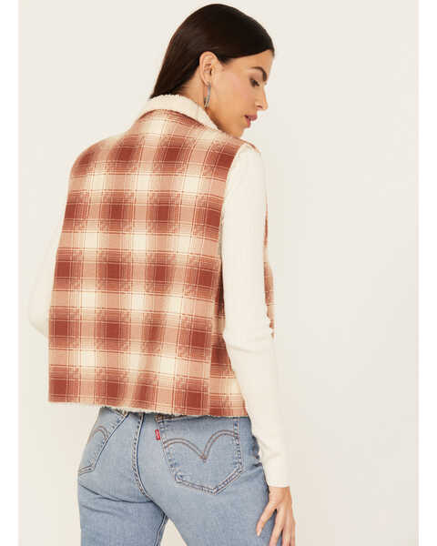 Image #4 - Cleo + Wolf Women's Alice Reversible Sherpa and Plaid Vest , Rust Copper, hi-res