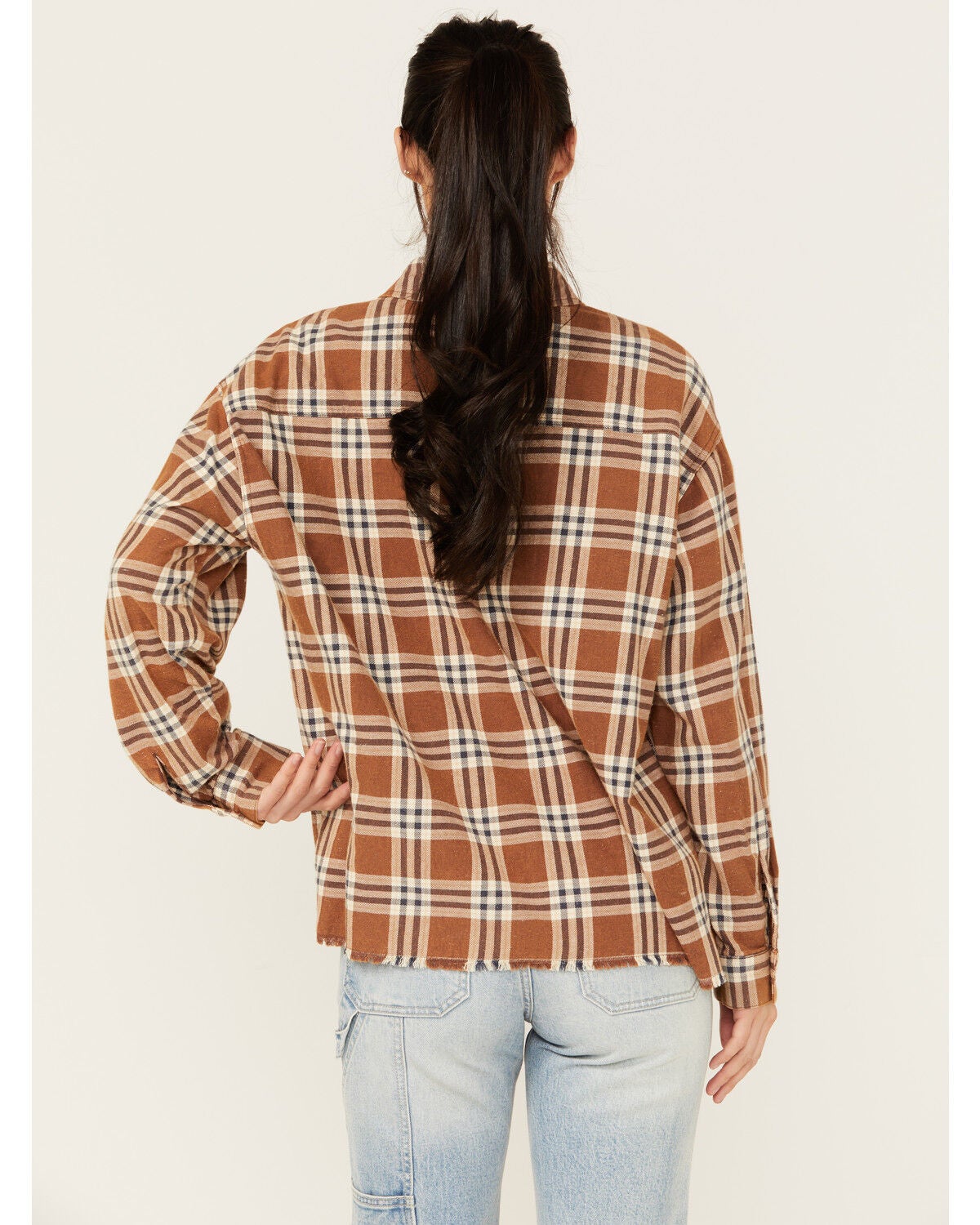 Image #4 - Cleo + Wolf Women's Aubrey Plaid Print Long Sleeve Button-Down Western Shirt, Chocolate, hi-res