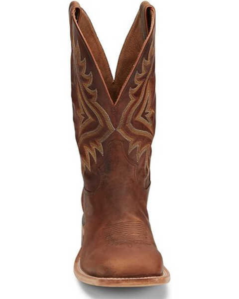 Tony Lama Men's Worn Goat Leather Americana Western Boots - Broad Square Toe, Tan, hi-res
