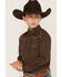 Image #2 - Cowboy Hardware Boys' Geo Print Long Sleeve Snap Western Shirt, Brown, hi-res