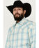 Image #2 - Stetson Men's Plaid Print Long Sleeve Pearl Snap Western Shirt, Turquoise, hi-res