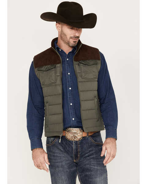 Hooey Men's Color Block Packable Vest, Olive, hi-res